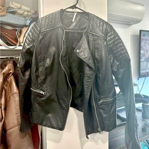 Free people black leather jacket